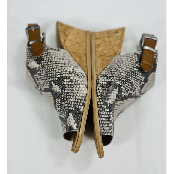 Dolce Vita dv8 Sandals Sz-7 Gray Snake Print Cork Wedge Strap Buckle Trendy - Picture 9 of 16